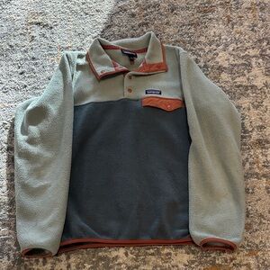 Patagonia Women's Olive and Charcoal blue Fleece Pullover synchilla